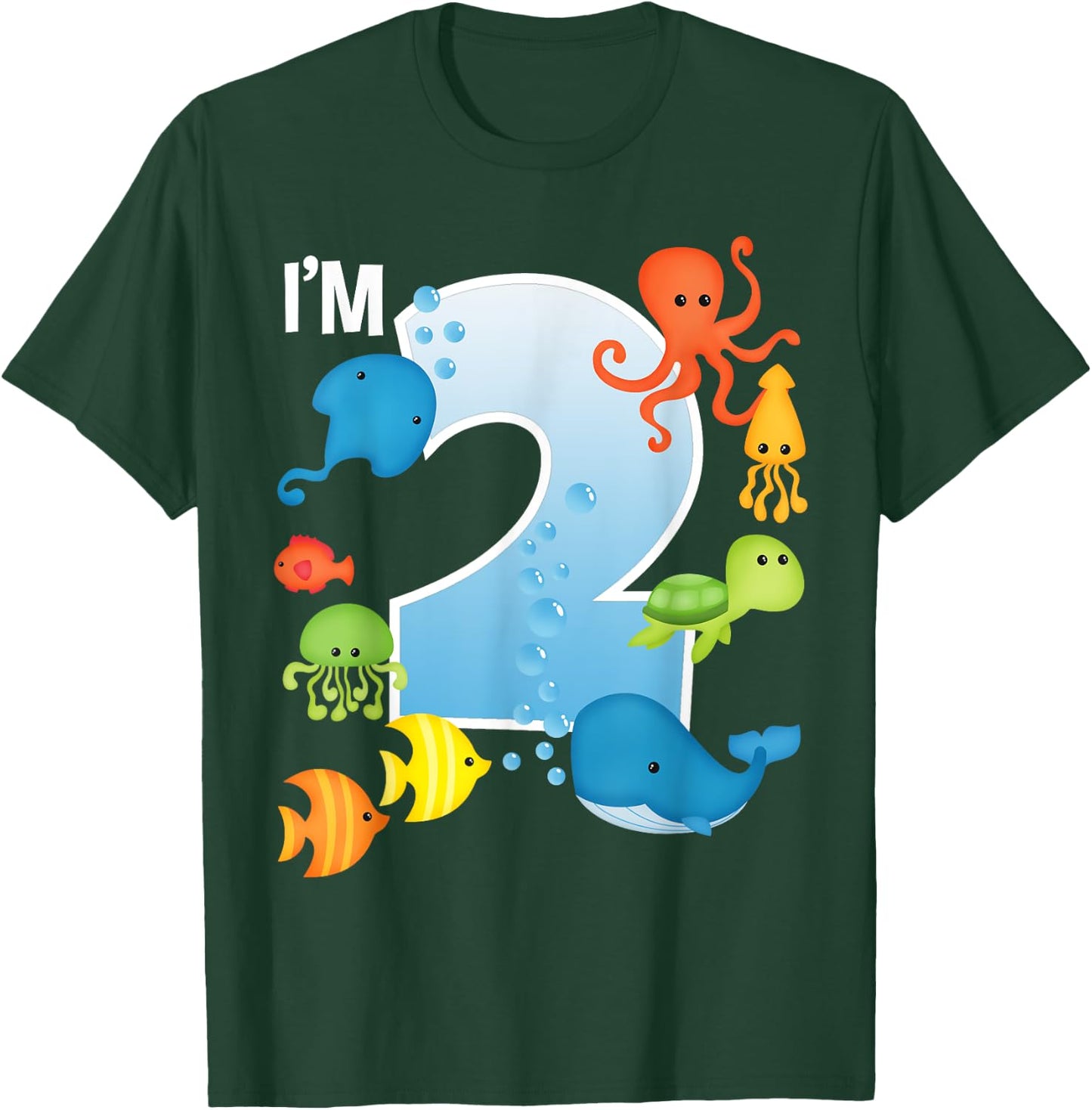 Ocean See Underwater 2 Year Old Under The Sea Birthday Party T-Shirt - T-Shirt | Forest
