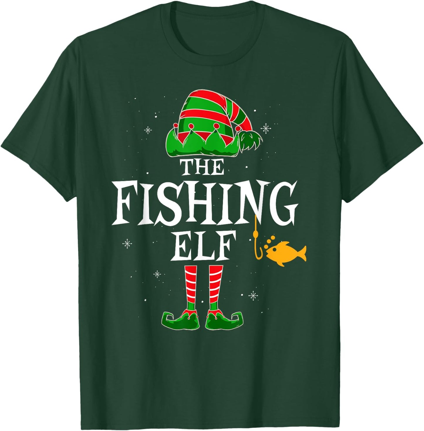 The Fishing Elf Group Matching Family Christmas Fisher Funny T-Shirt - T-Shirt | Forest