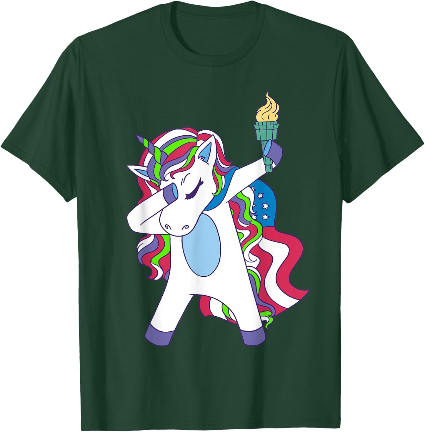 Unicorn Dabbing USA Patriotin Women's Unicorn T-Shirt - T-Shirt | Forest