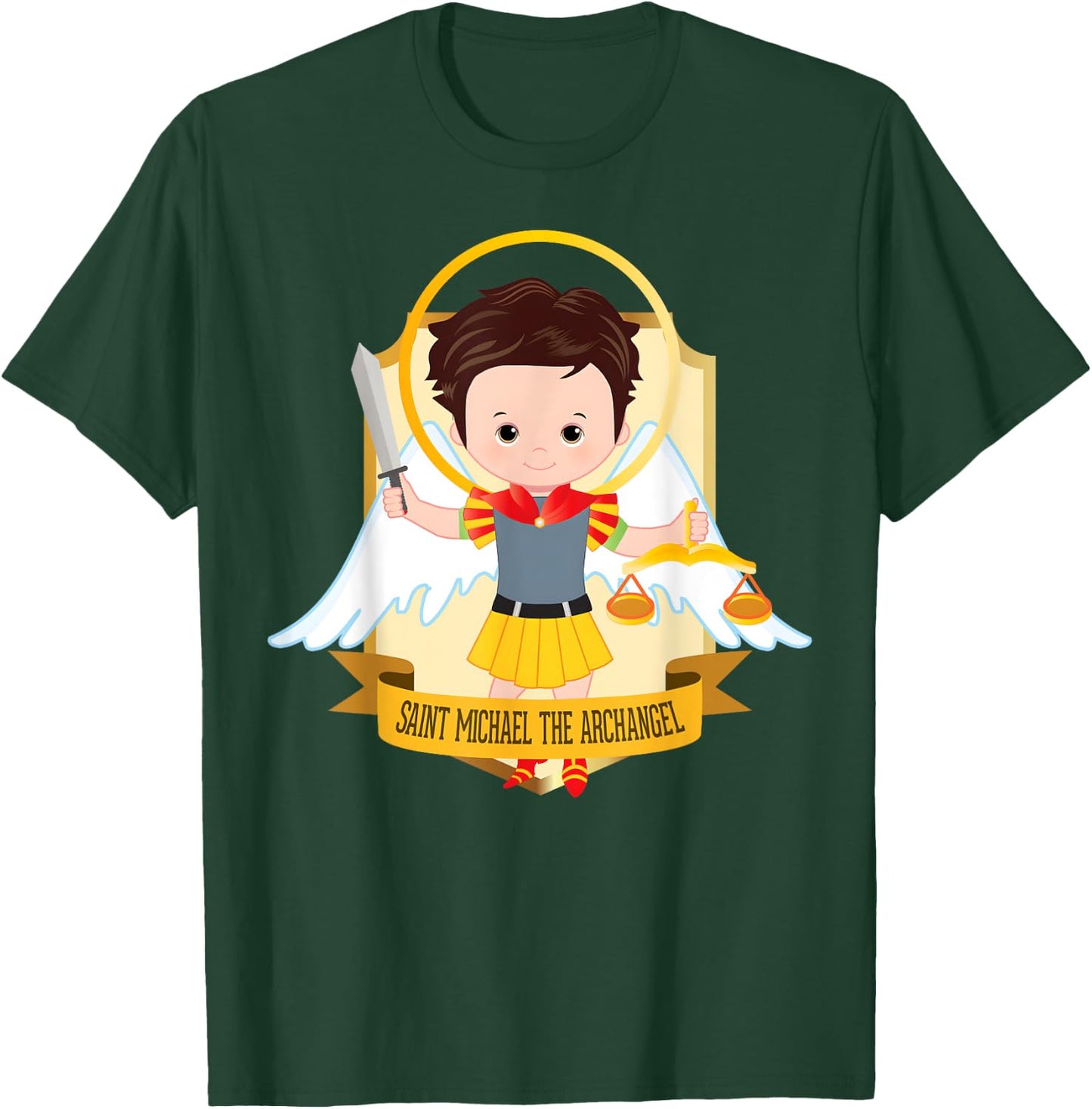 Saint Michael the Archangel for Kids Catholic Boys Cute T-Shirt - T-Shirt | Forest