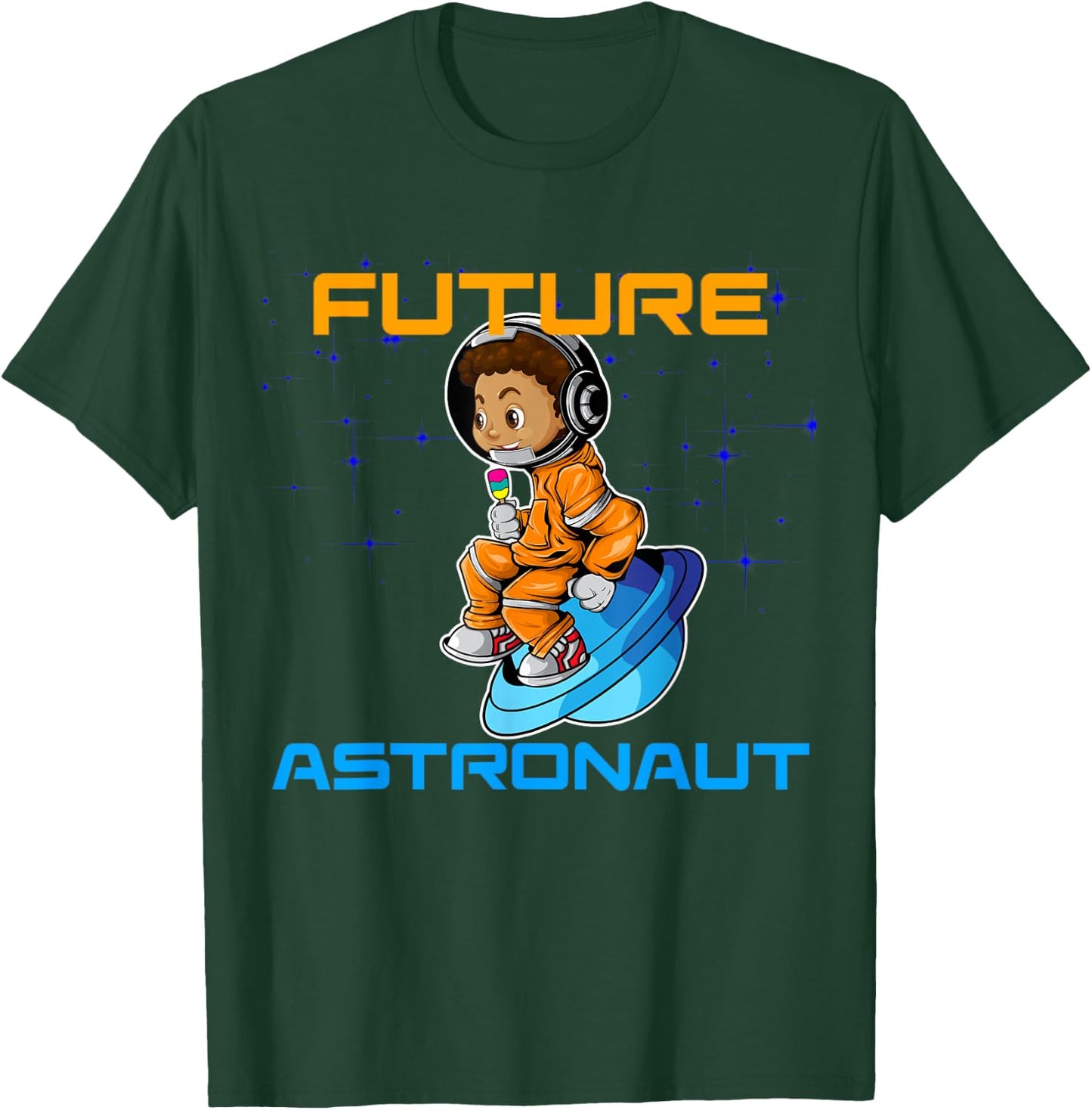 Kids Black Boy African American Pride Future Astronaut T-Shirt - T-Shirt | Forest