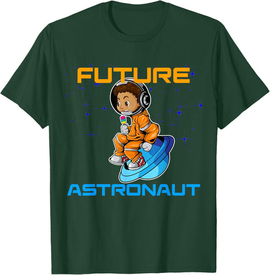 Kids Black Boy African American Pride Future Astronaut T-Shirt - T-Shirt | Forest