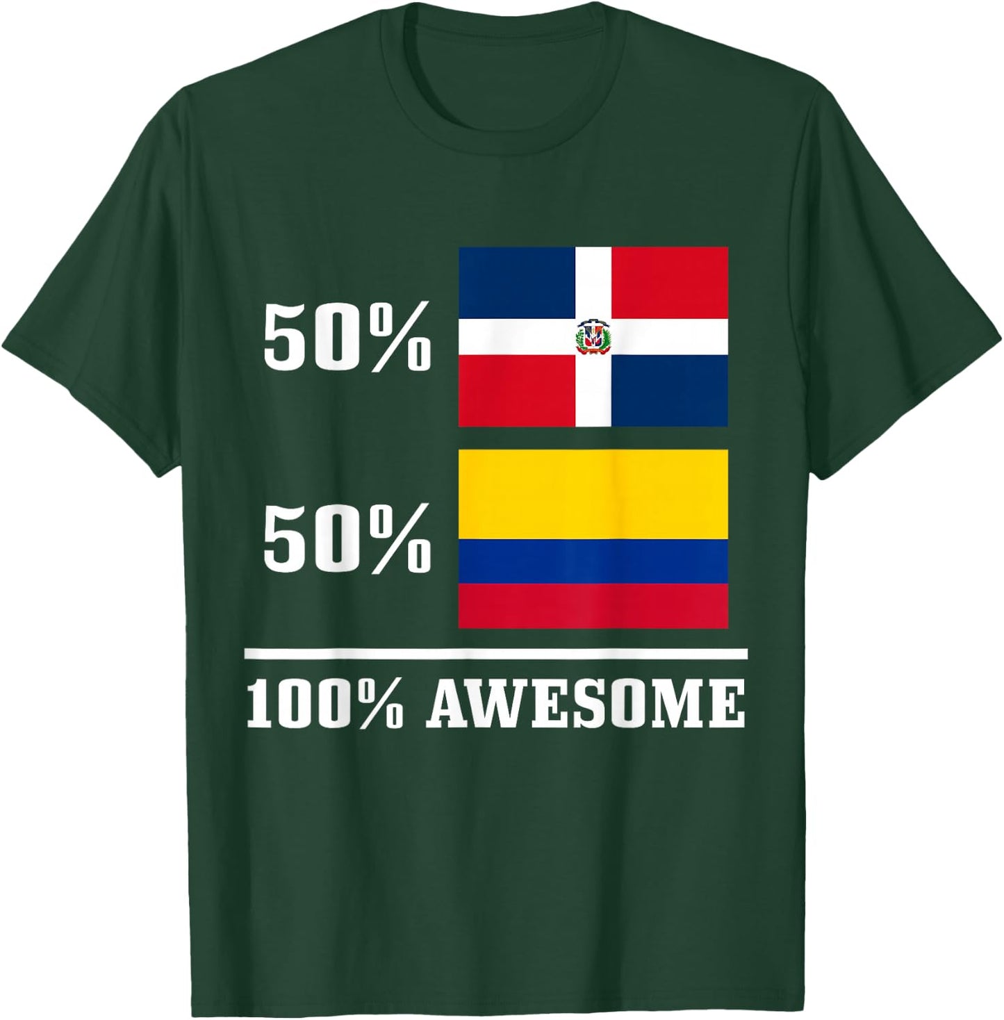 50% Dominican Republic 50% Colombia Colombian Flag Pride T-Shirt - T-Shirt | Forest