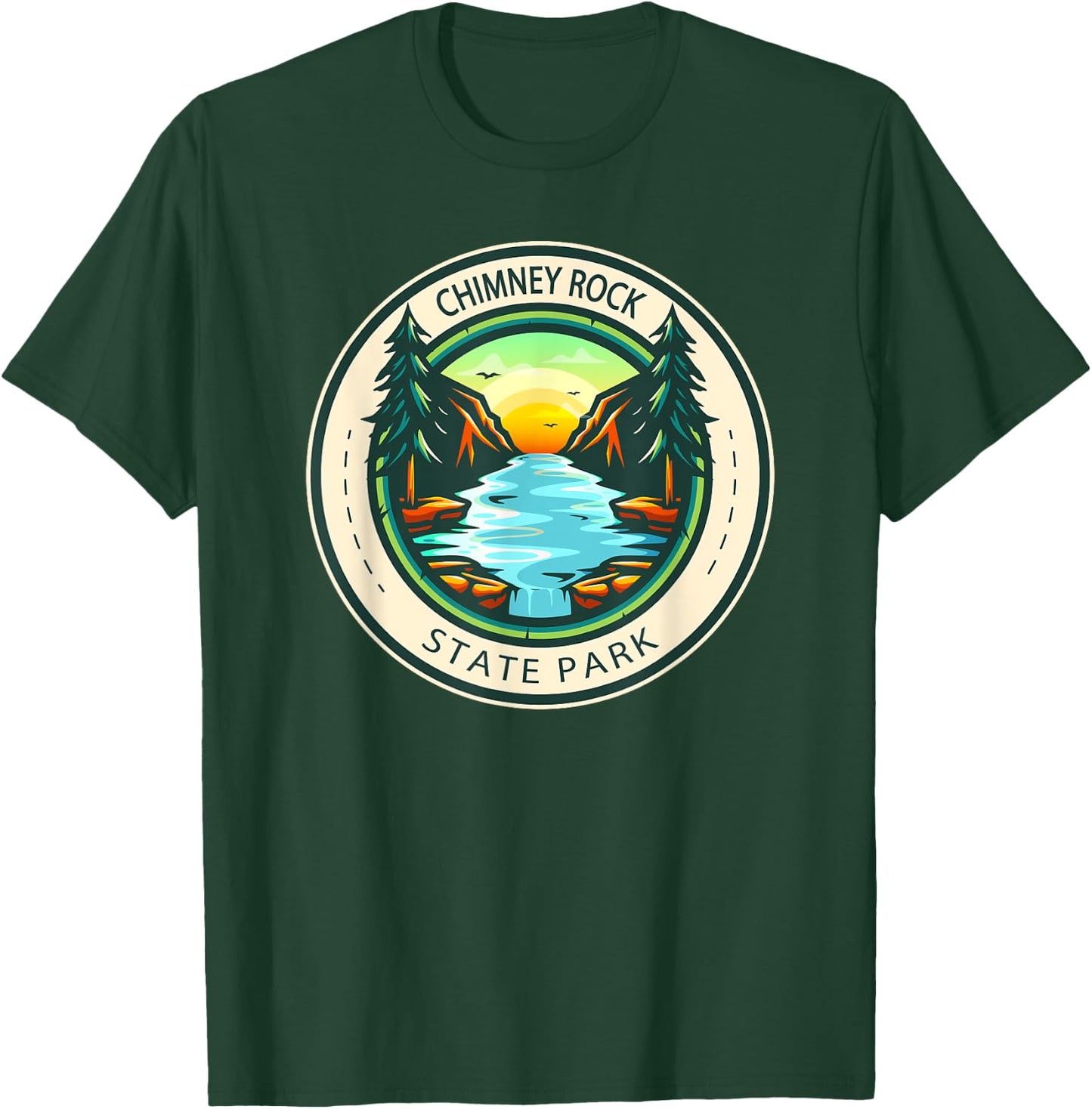 Chimney Rock State Park North Carolina Badge Vintage T-Shirt - T-Shirt | Forest