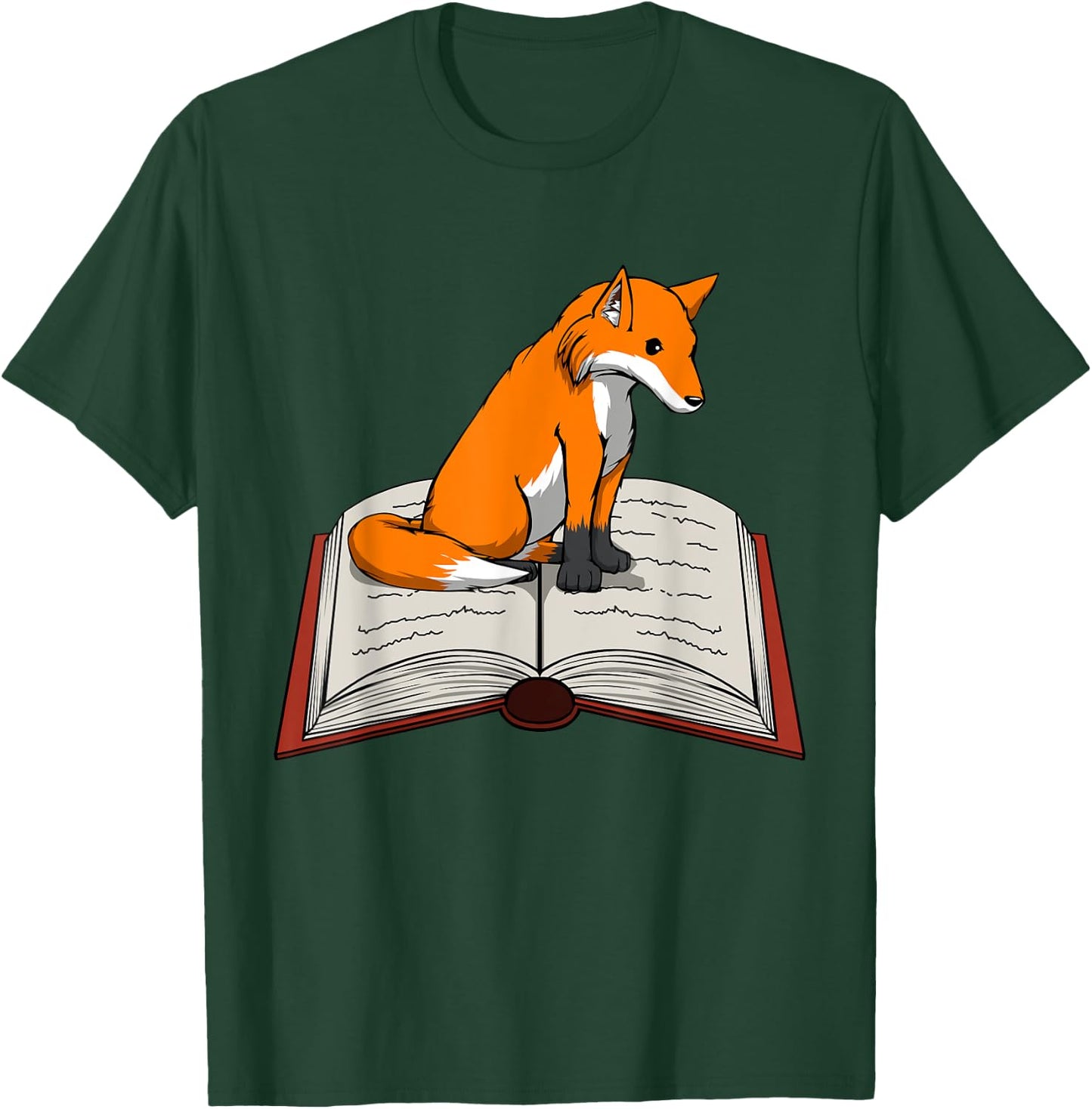 Cute Fox Reading Books Literature Nature T-Shirt - T-Shirt | Forest