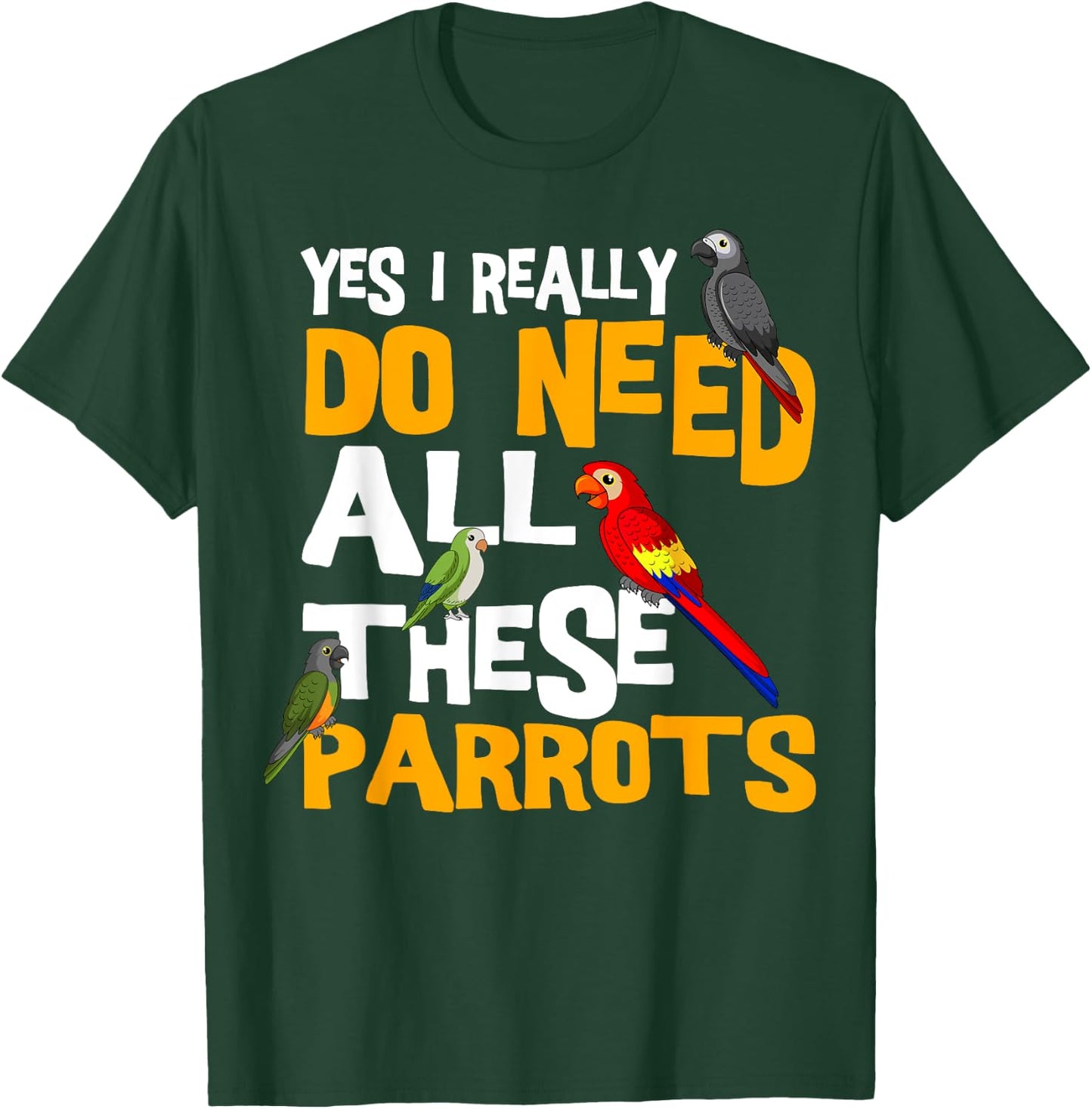 Cool Parrot Bird Lover Apparel Parrot Parakeet Cockatoo Bird African Grey Tiel Quarrion T-Shirt - T-Shirt | Forest