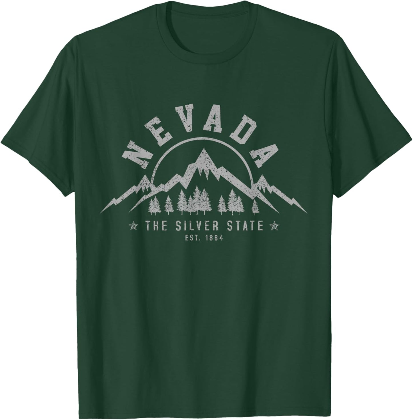 Nevada Souvenirs & Gifts Nevada Est. 1864 Vintage Nature Outdoor Black -Adults T-Shirt - T-Shirt | Forest