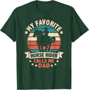 My Favorite Horse Rider Calls Me Dad Fathers Day Funny Retro T-Shirt - T-Shirt | Forest