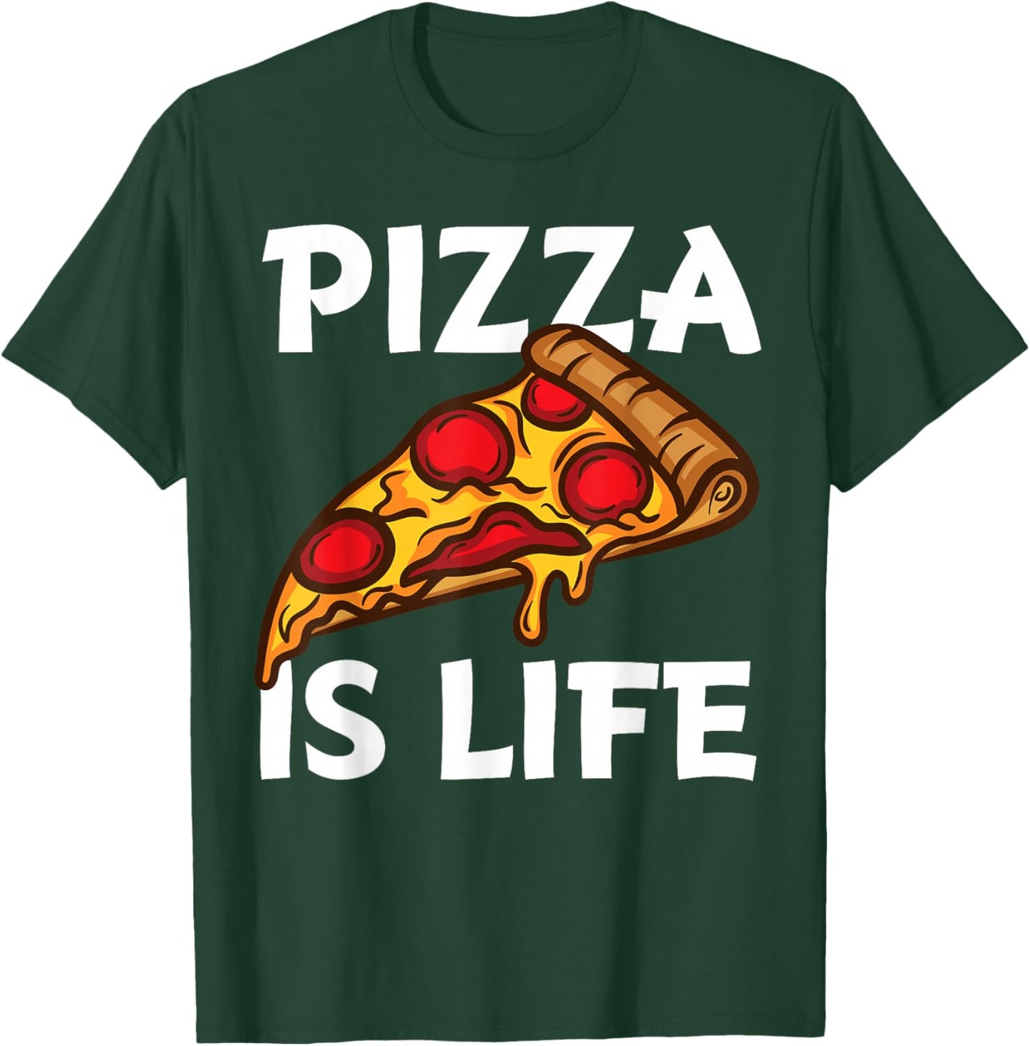 Funny Pizza Gift Pizza Lovers Boys Girls Pizza is Life Small T-Shirt - T-Shirt | Forest