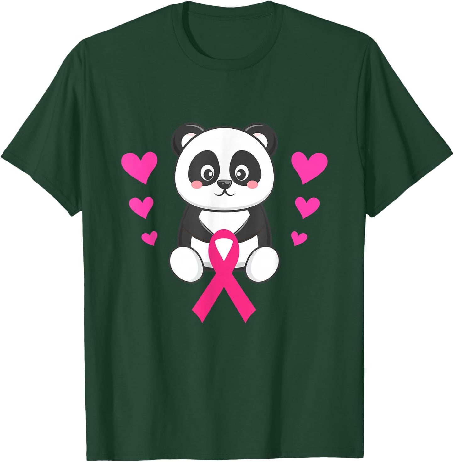 Breast Cancer Awareness Panda Holding Pink Ribbon Warrior T-Shirt - T-Shirt | Forest