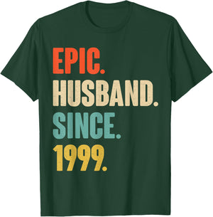 26th Wedding Anniversary - Epic Husband Since 1999 T-Shirt - T-Shirt | Forest