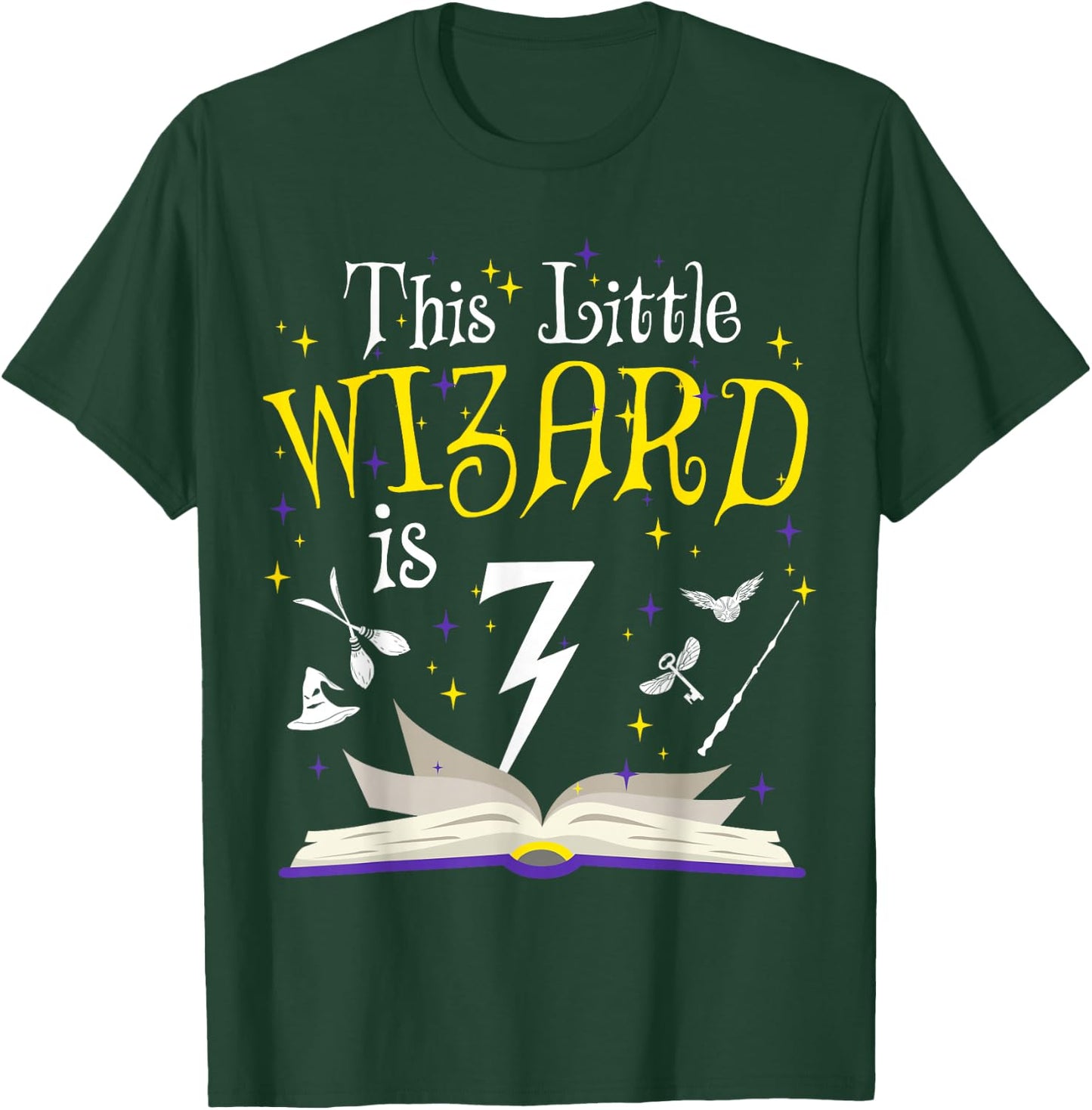 7th B-Day Magic Wizard 7 Year Old Birthday Matching Family T-Shirt - T-Shirt | Forest