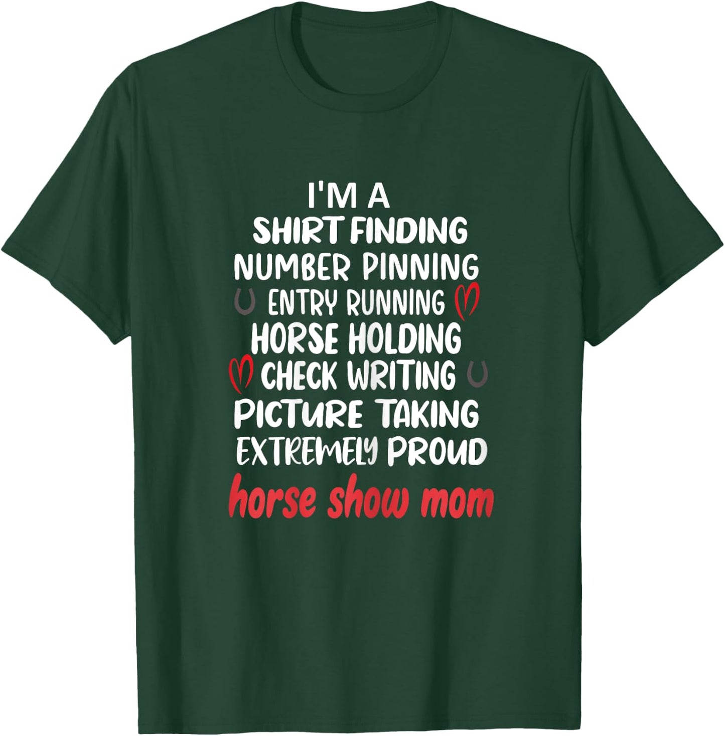 Proud Horse Show Mama Horse Show Mom Definition - Women's Black X-Small Classic Fit Short Sleeve Cotton Polyester Modern Lace Embellishment Mother's Day T-Shirt - T-Shirt | Forest