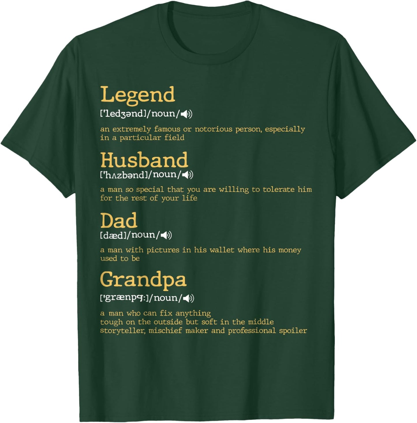 Father's Day - Dad Definition - Legend Husband Dad Grandpa T-Shirt - T-Shirt | Forest