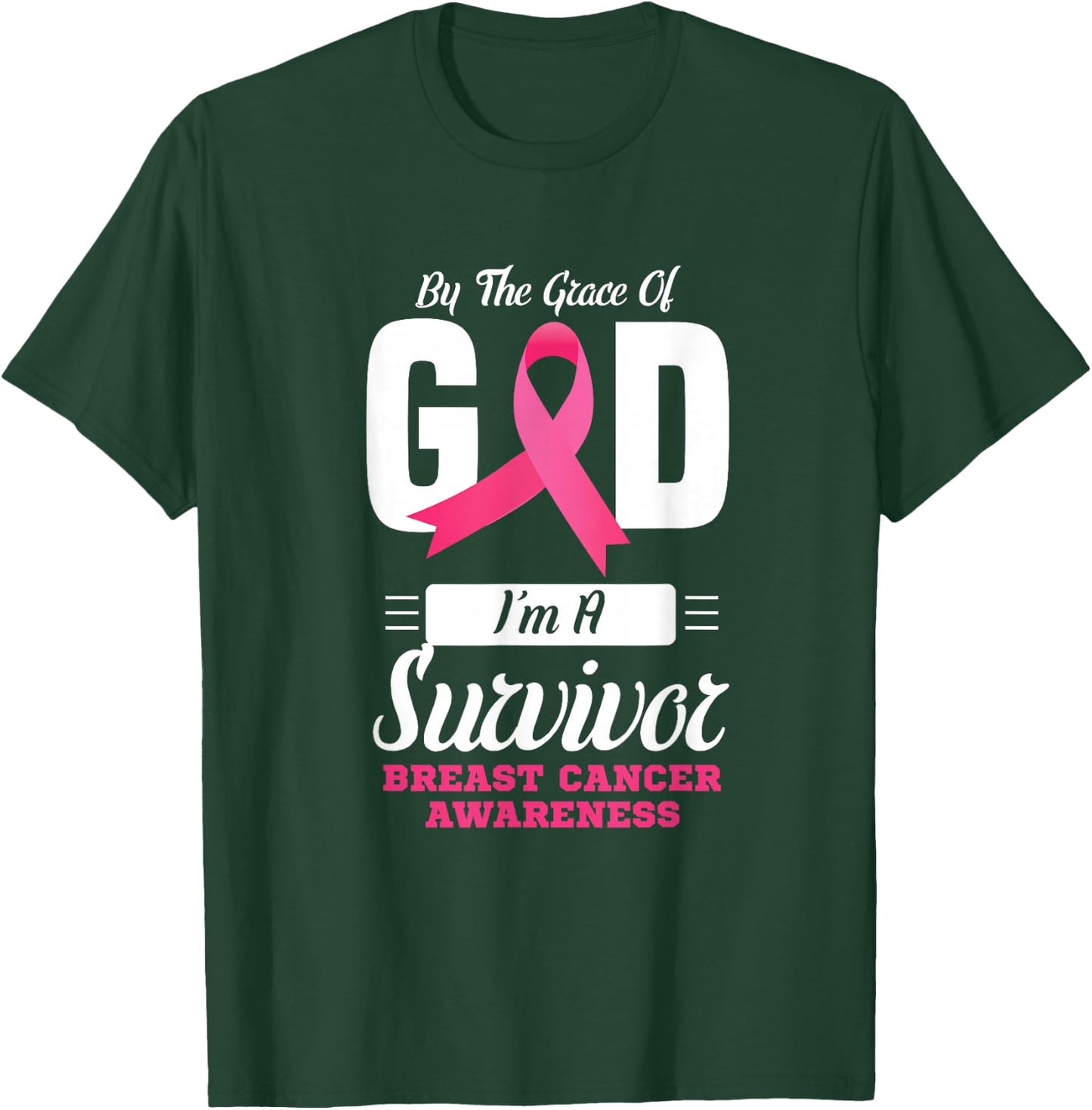 By the grace god I'm a survivor breast cancer awareness T-Shirt - T-Shirt | Forest