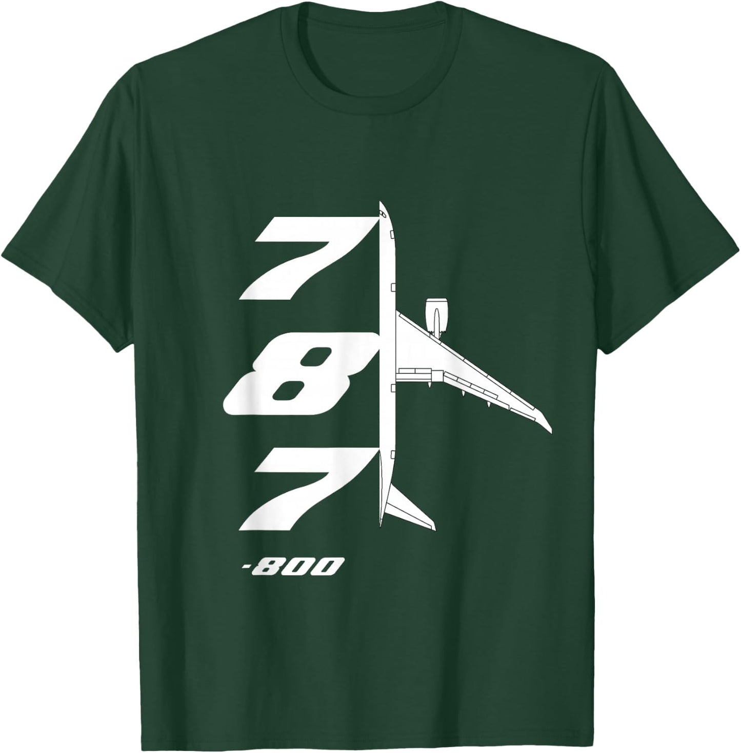 B787-800 Aircraft Dream liner Airliner Top-Down Profile 788 T-Shirt - T-Shirt | Forest