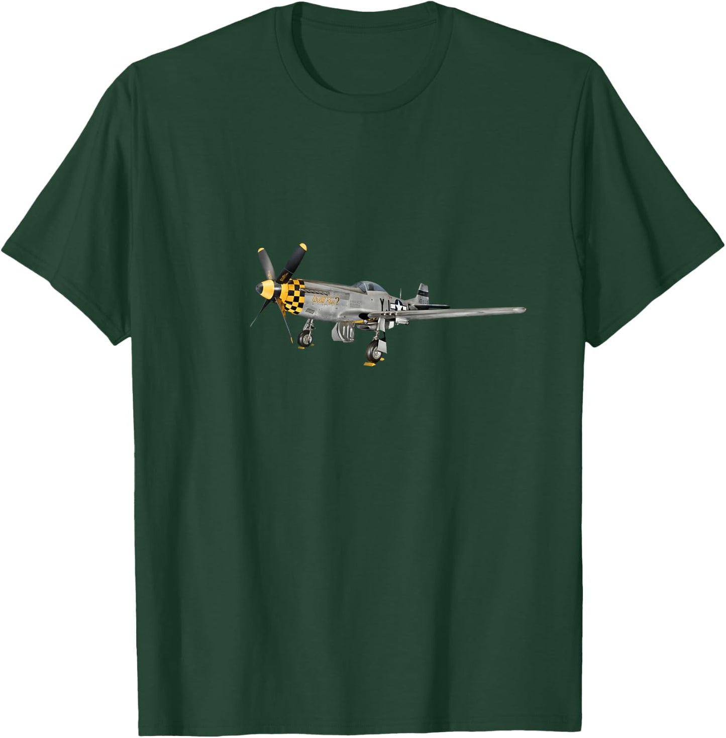 P51 Mustang Propeller Aircraft WWII Fighter Plane USA T-Shirt - T-Shirt | Forest