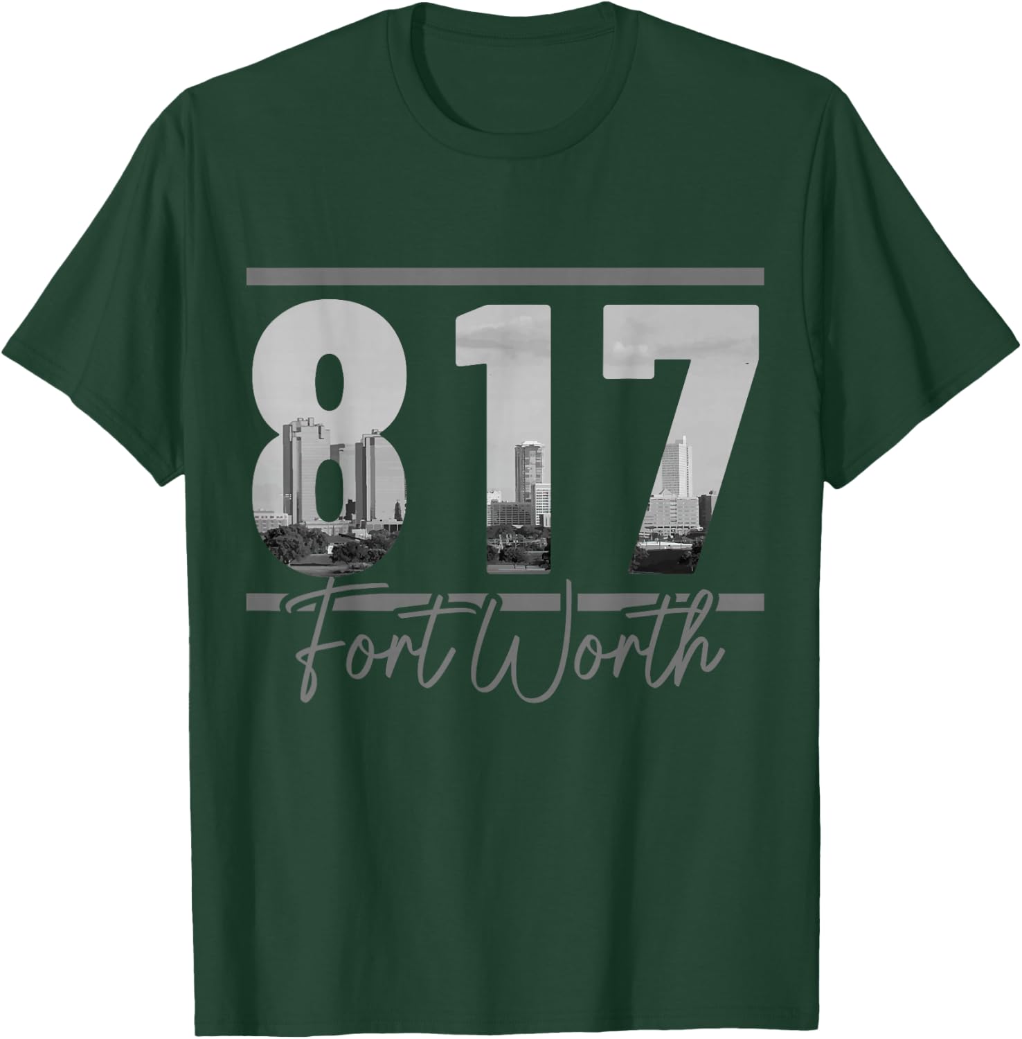 Fort Worth 817 Area Code Skyline Texas Pride Vintage T-Shirt - T-Shirt | Forest