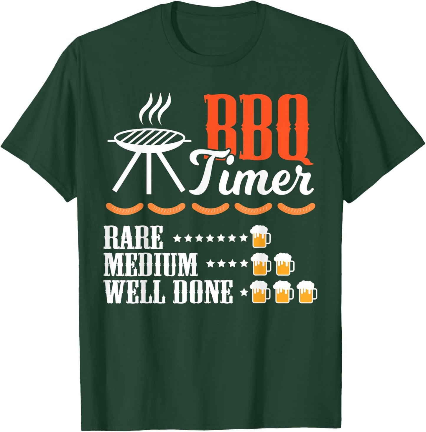 Vintage BBQ Timer Beer Drinking Funny Grilling T-Shirt - T-Shirt | Forest