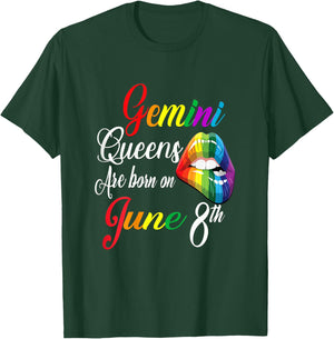 Rainbow Queens Are Born On June 8th Gemini Girl BIrthday T-Shirt - T-Shirt | Forest