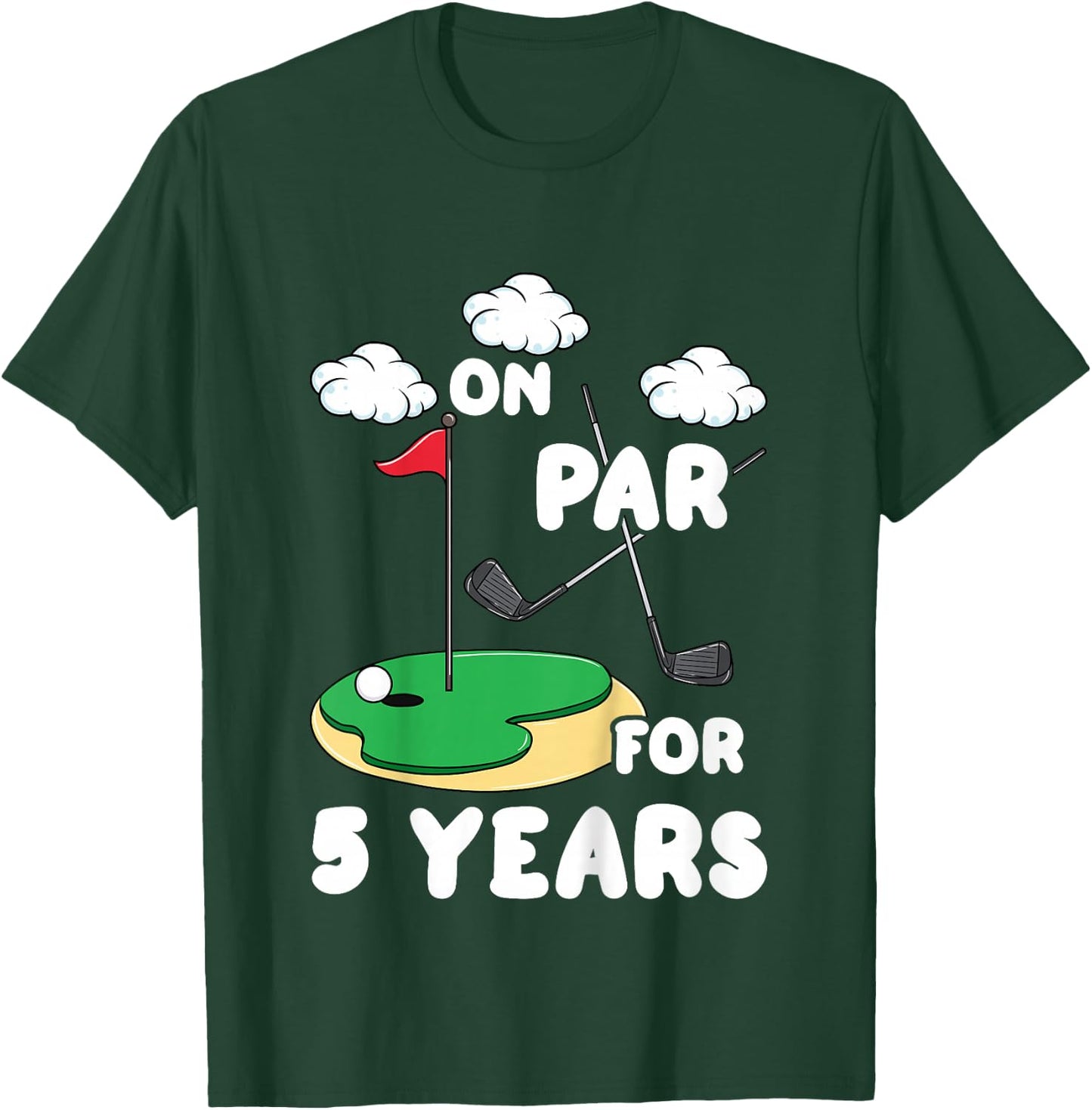 Kids 5th Birthday Golf Funny Golfer 5 Year Old Boy Girl T-Shirt - T-Shirt | Forest
