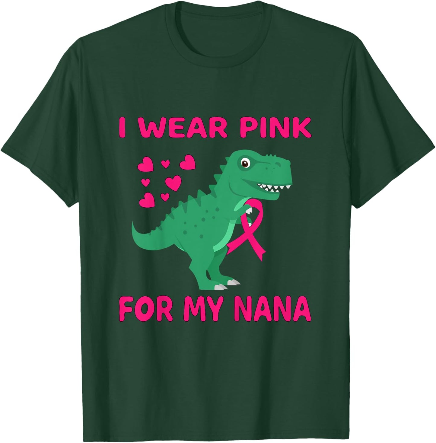 I wear Pink for my Nana Breast Cancer Trex Dino Kids Toddler T-Shirt - T-Shirt | Forest