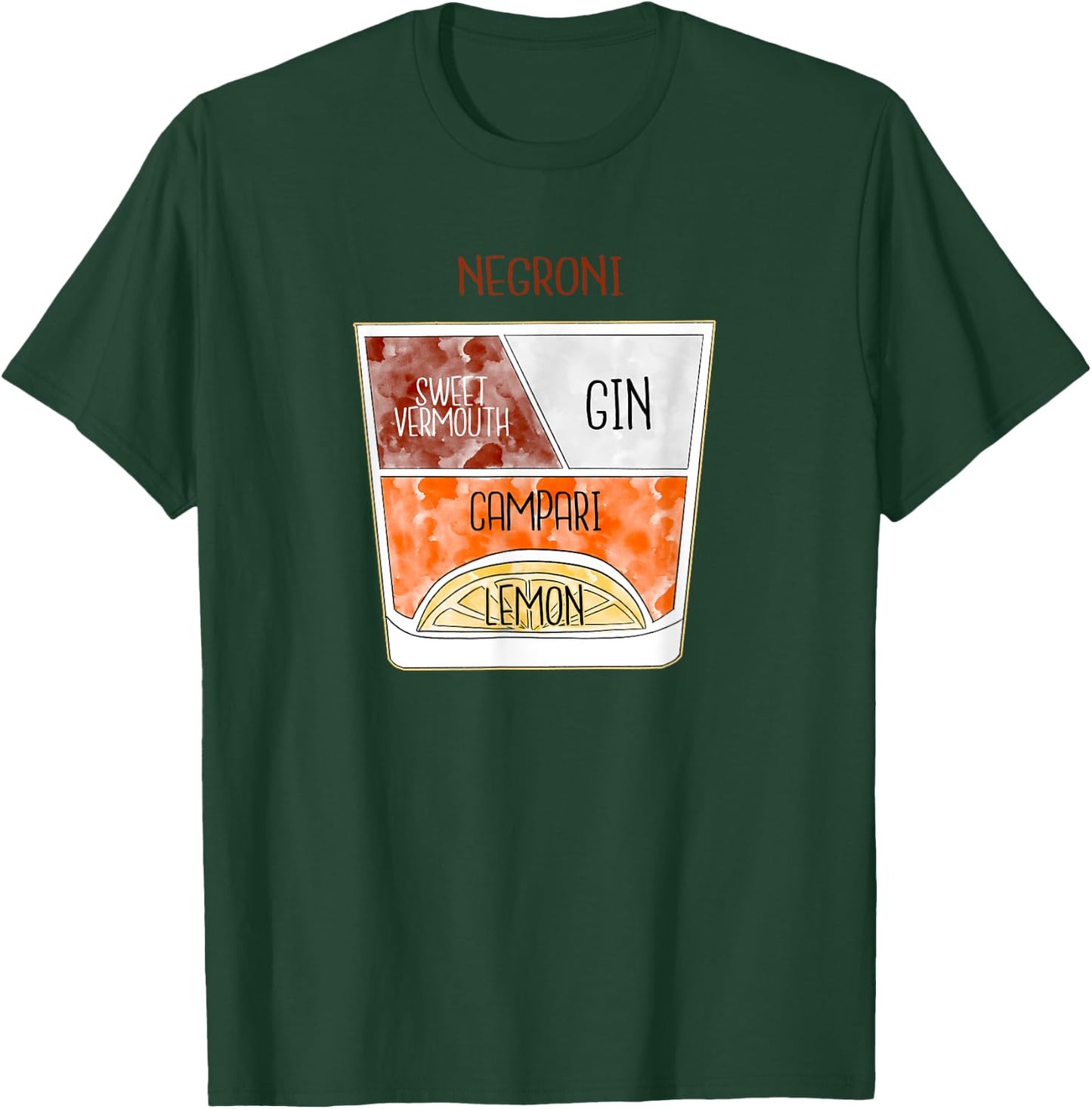 Negroni T Shirt Negroni Cocktail Poster Bartender T-Shirt - T-Shirt | Forest