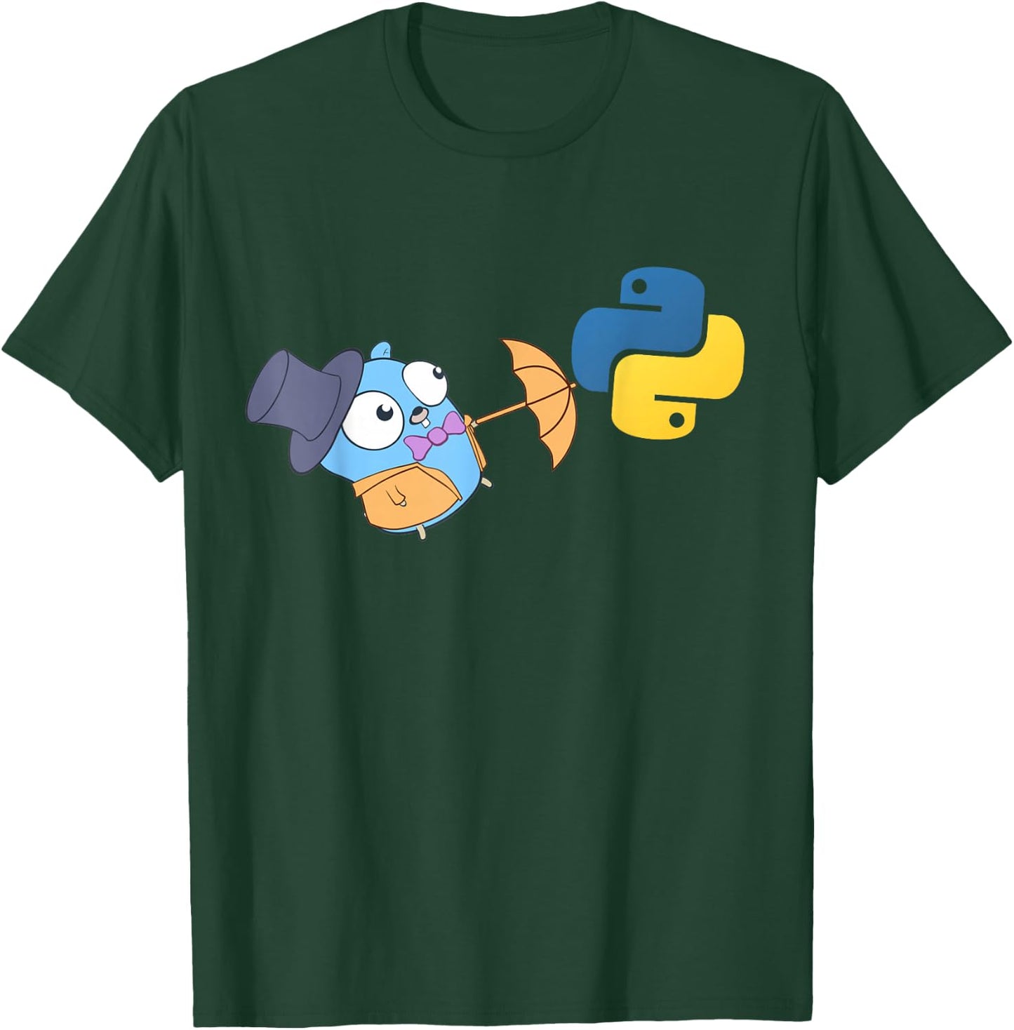 Go Gopher - Fun Developer Umbrella GO lang Logo Design T-Shirt - T-Shirt | Forest