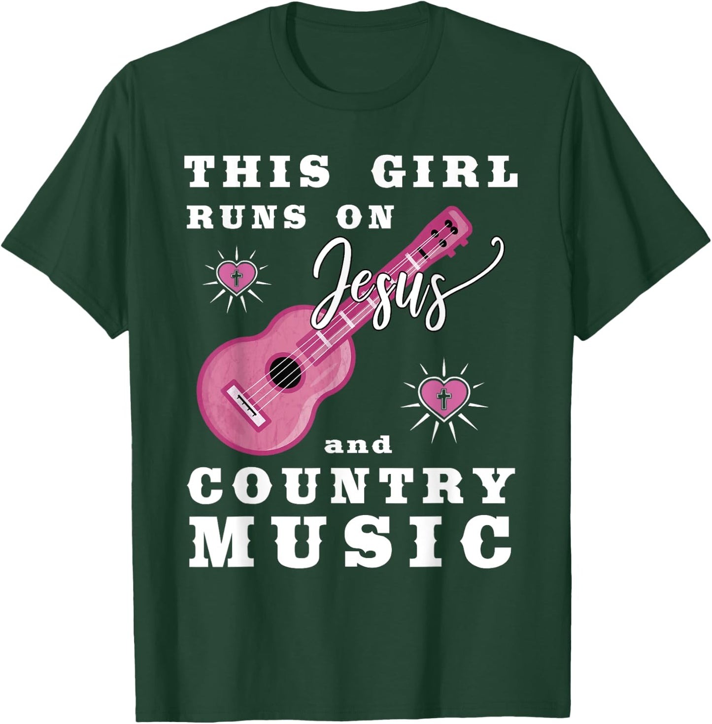 This Girl Runs On Jesus And Country Music Christian T-Shirt - T-Shirt | Forest