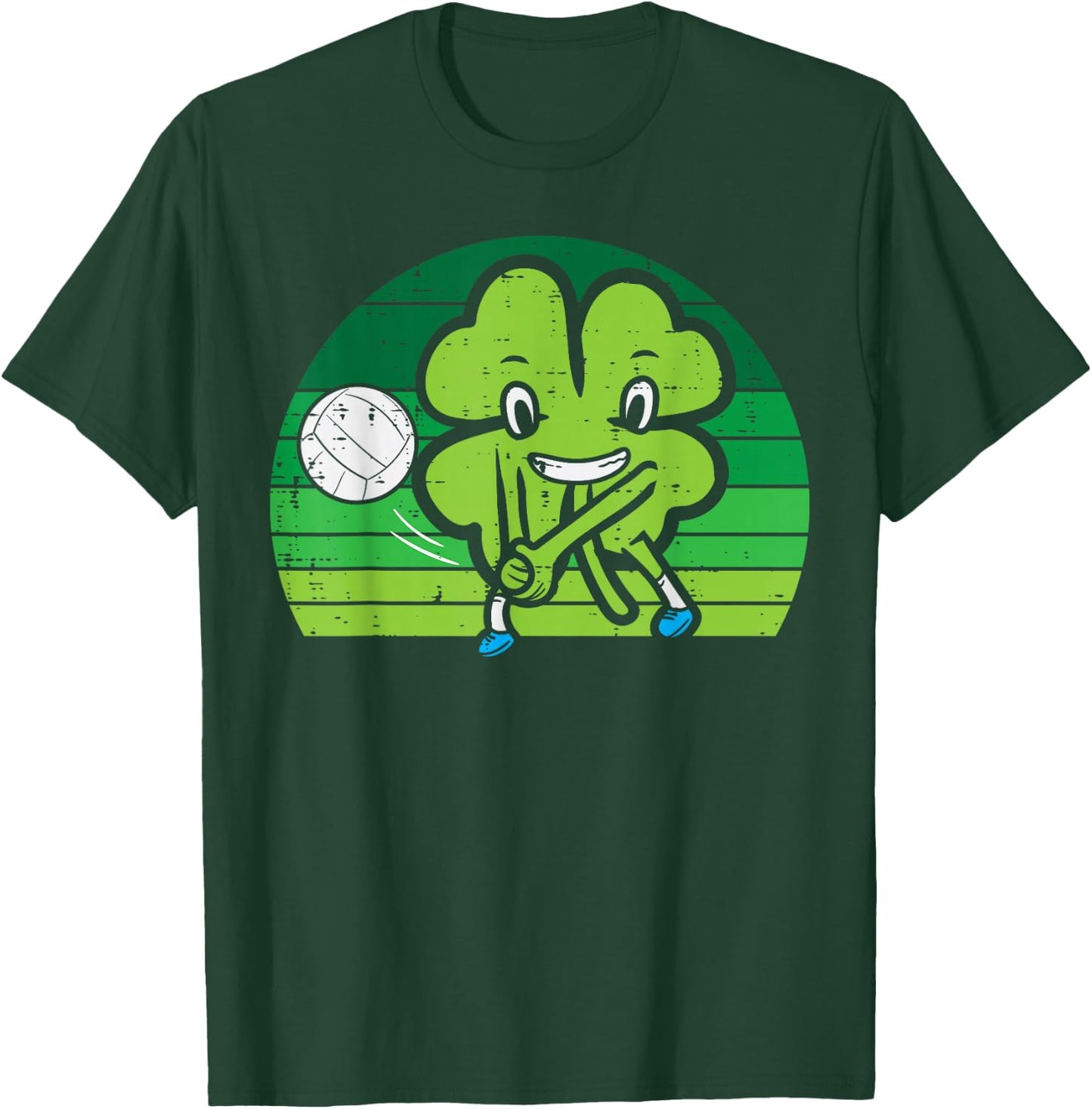 Shamrock Playing Volleyball St Patricks Day Boys Girls Kids T-Shirt - T-Shirt | Forest