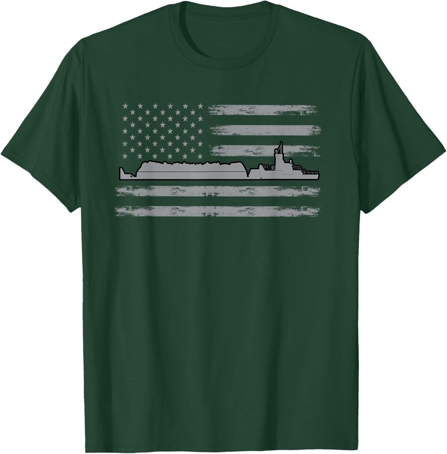 Great USA Flag Barge Outfit Love Barge Boat America Women Men T-Shirt - T-Shirt | Forest