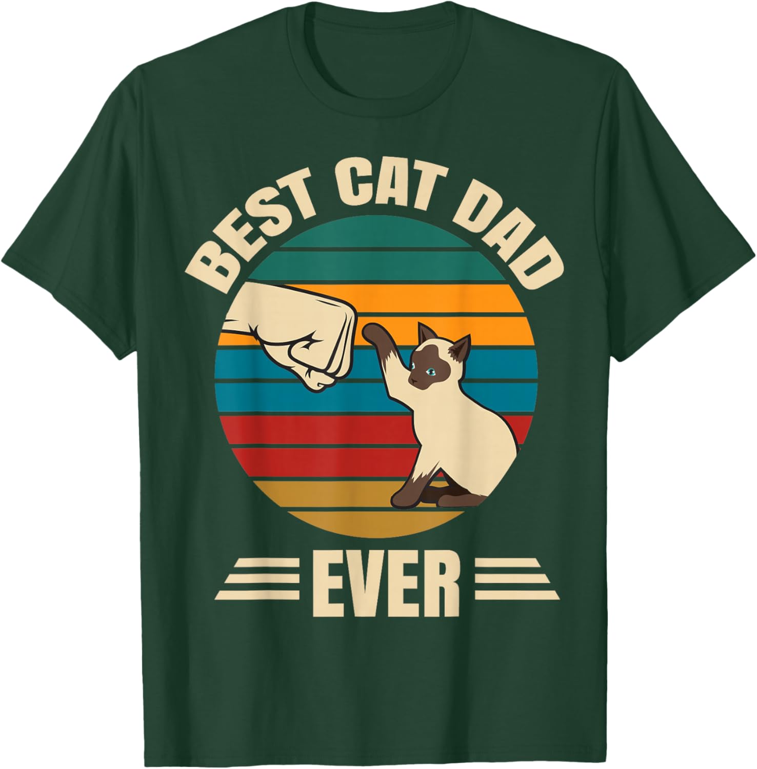 Best Cat Dad Ever with Siamese Cat - Funny Cute T-Shirt - T-Shirt | Forest