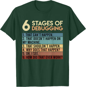 Coder Informatiker Admin 6 Stages of Debugging Programmer T-Shirt - T-Shirt | Forest