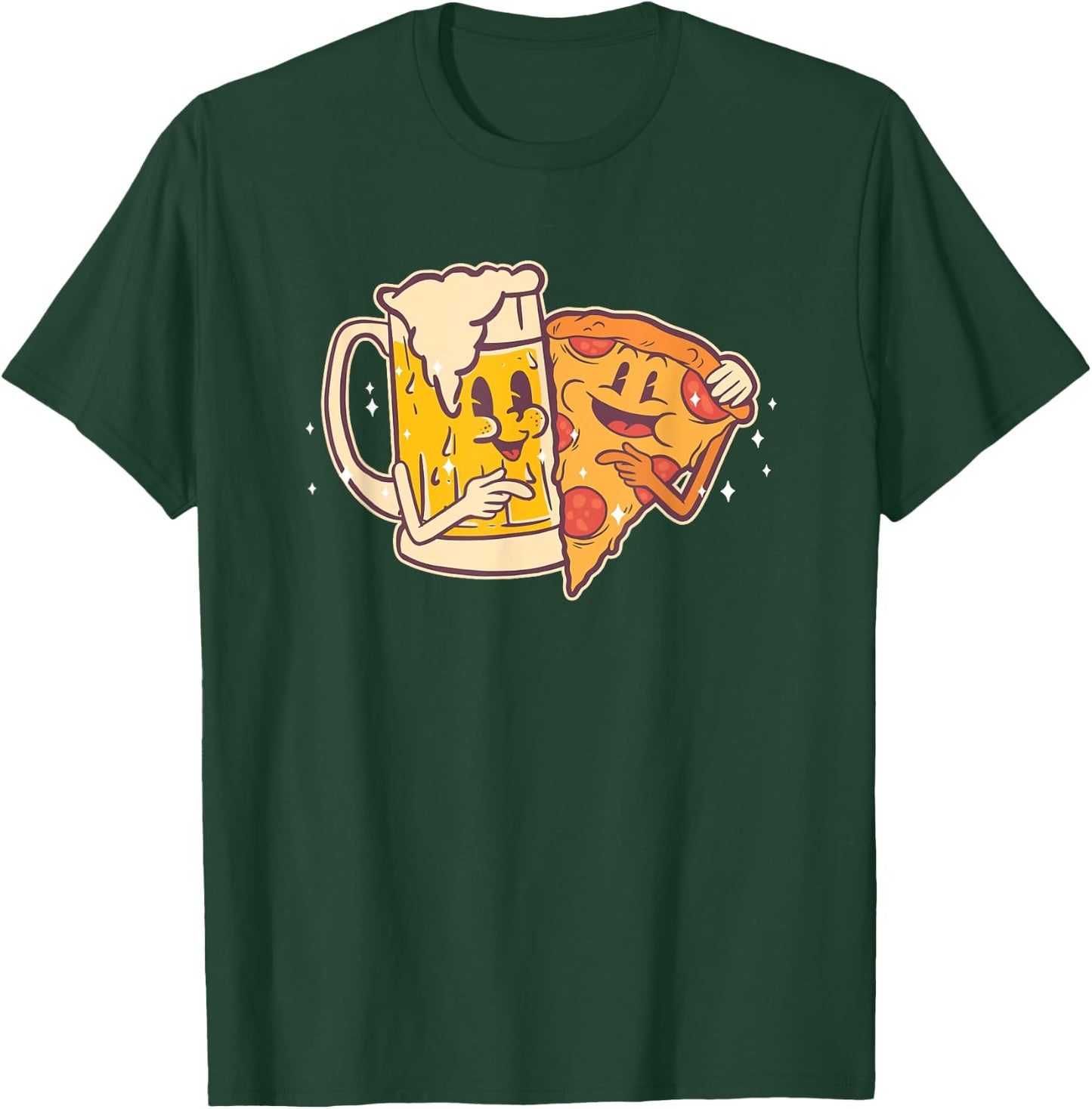 Beer and Pizza Cute Funny Best Friends Pizza T-Shirt - T-Shirt | Forest