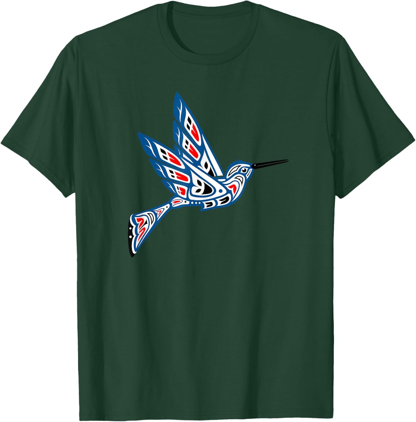 Hummingbird Native American Indian Pacific Northwest Art T-Shirt - T-Shirt | Forest