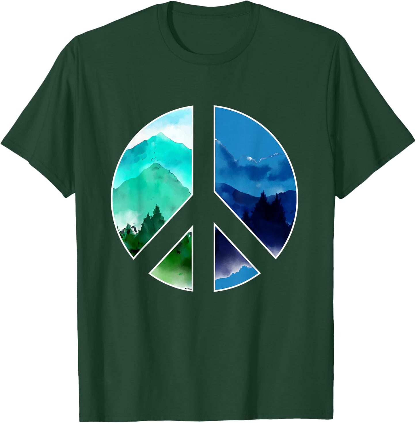Outdoor Landscape Peace Hippie Nature Peace Sign Forest T-Shirt - T-Shirt | Forest