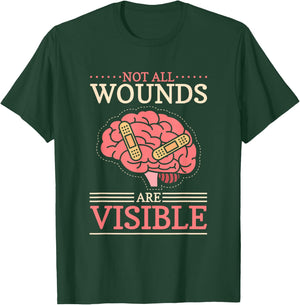 Not All Wounds Are Visible Brain Tumor Neuro Brain Surgery T-Shirt - T-Shirt | Forest