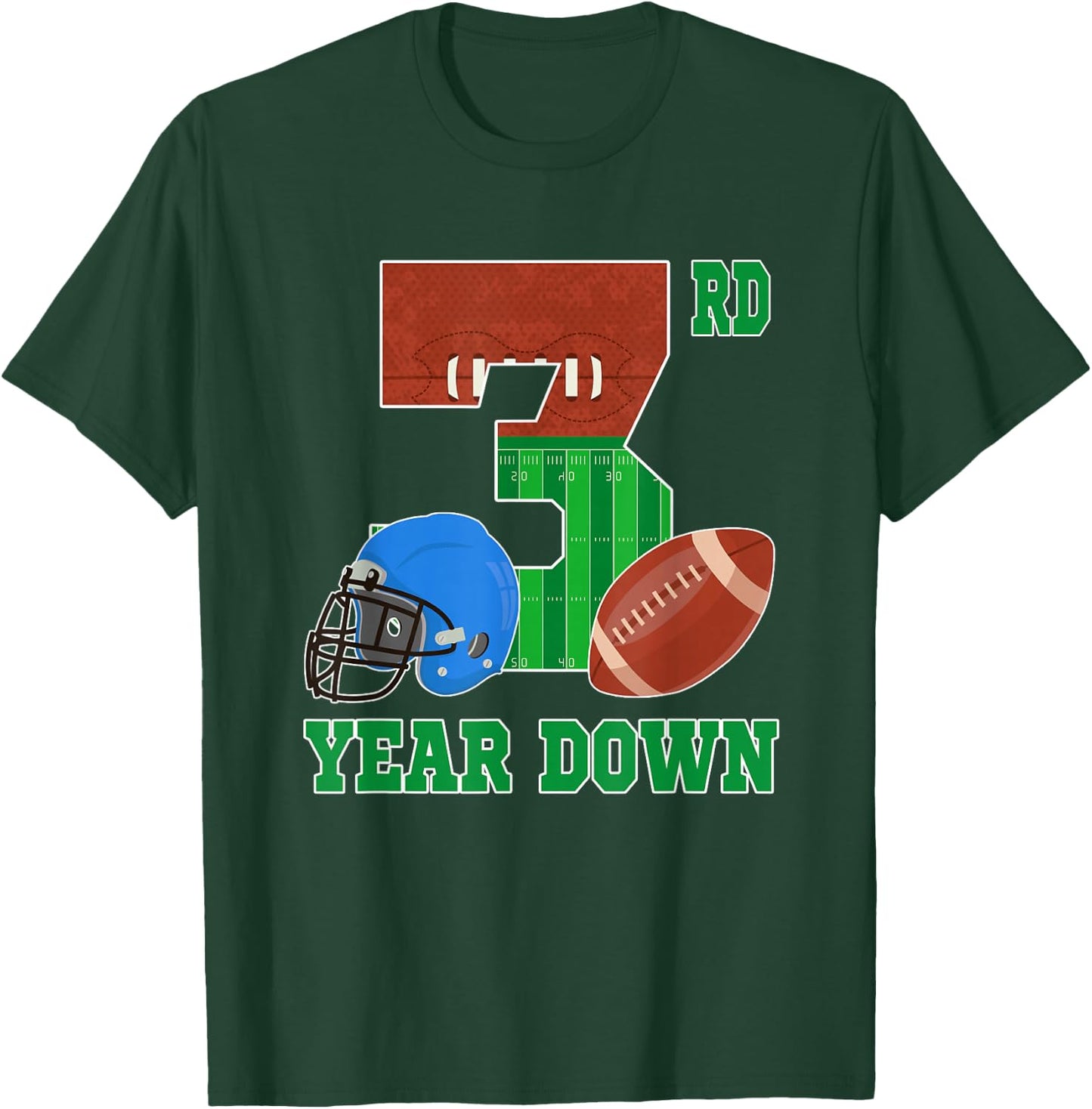 3rd Year Down Football Lover 3rd Birthday Boy Party T-Shirt - T-Shirt | Forest