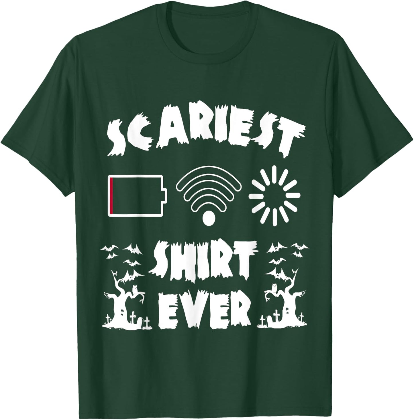 Funny Low Battery Halloween Computer Nerd Buffer Wifi Shirt T-Shirt - T-Shirt | Forest