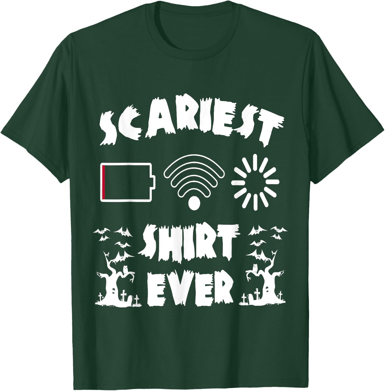 Funny Low Battery Halloween Computer Nerd Buffer Wifi Shirt T-Shirt - T-Shirt | Forest