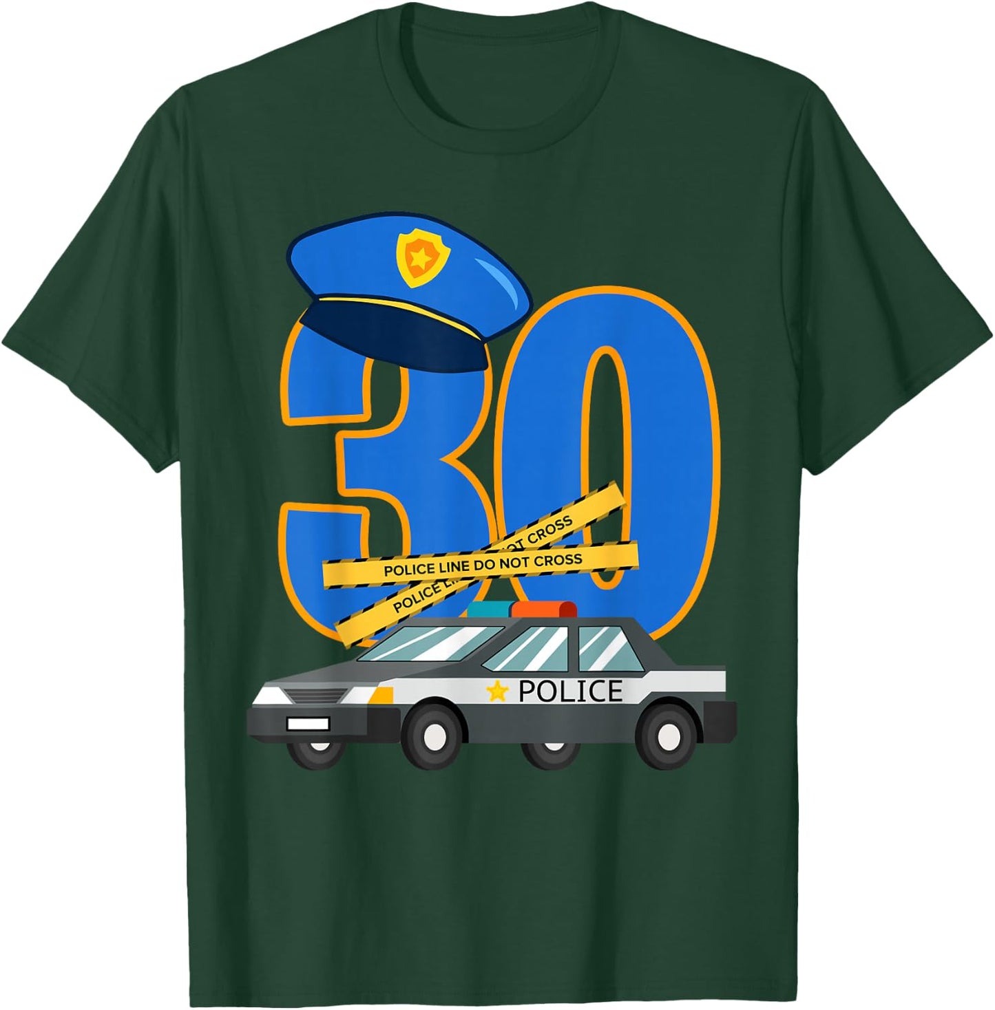 30 Years Old Birthday Police Officer Car Cop Policeman T-Shirt - T-Shirt | Forest