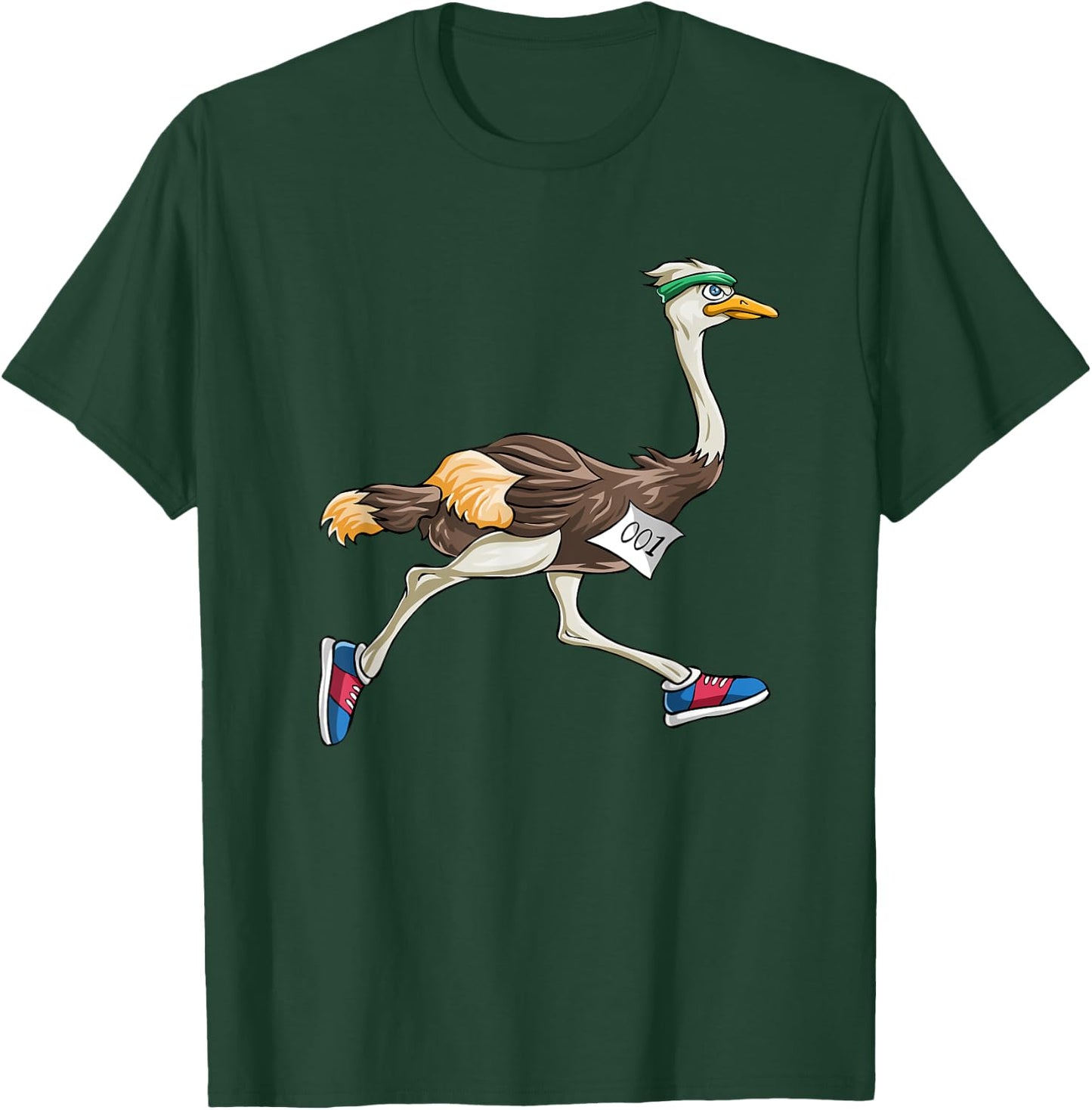 Ostrich Bird Running Marathon T Shirt Gift Women Men Kids T-Shirt - T-Shirt | Forest