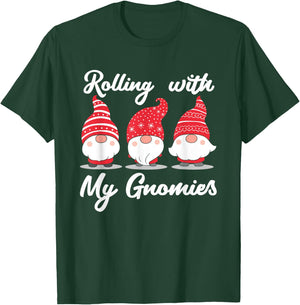 Rolling with My Gnomies Friends Christmas Gnome T-Shirt - T-Shirt | Forest