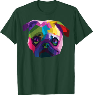 Cute Puppy Love Rainbow Pug Vibrant Color Dog T-Shirt - T-Shirt | Forest