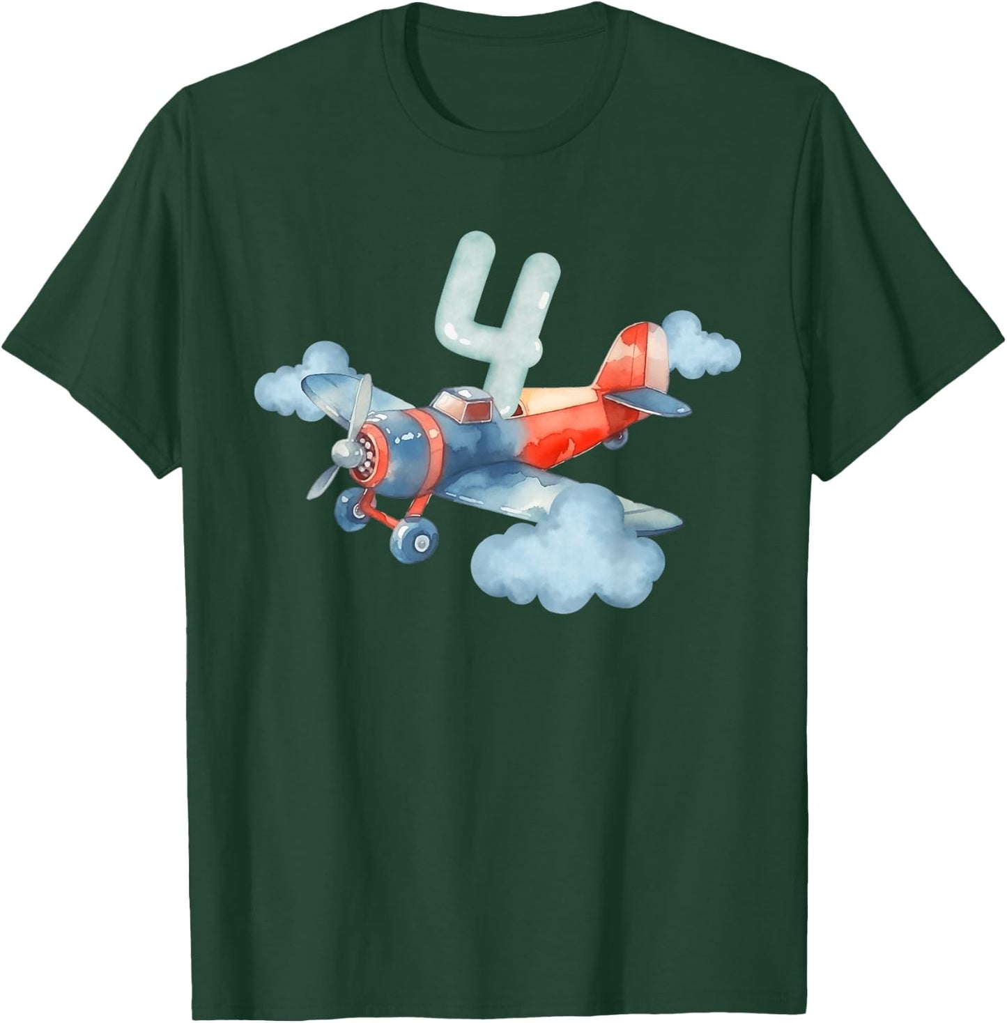 4th Birthday Boys Airplane Pilot 4 Year Old Boy T-Shirt - T-Shirt | Forest