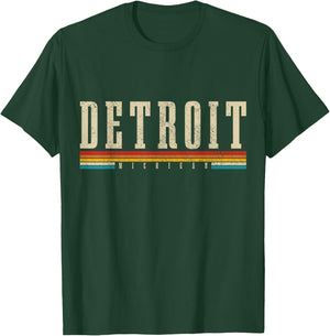 Detroit Michigan Vintage/Retro T-Shirt - T-Shirt | Forest