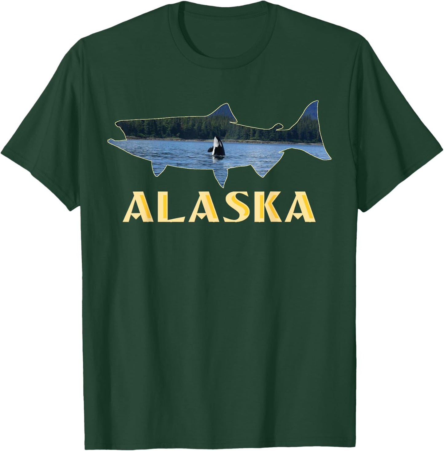 Alaska King Salmon Fishing Vacation Fisherman Orca Whale T-Shirt - T-Shirt | Forest
