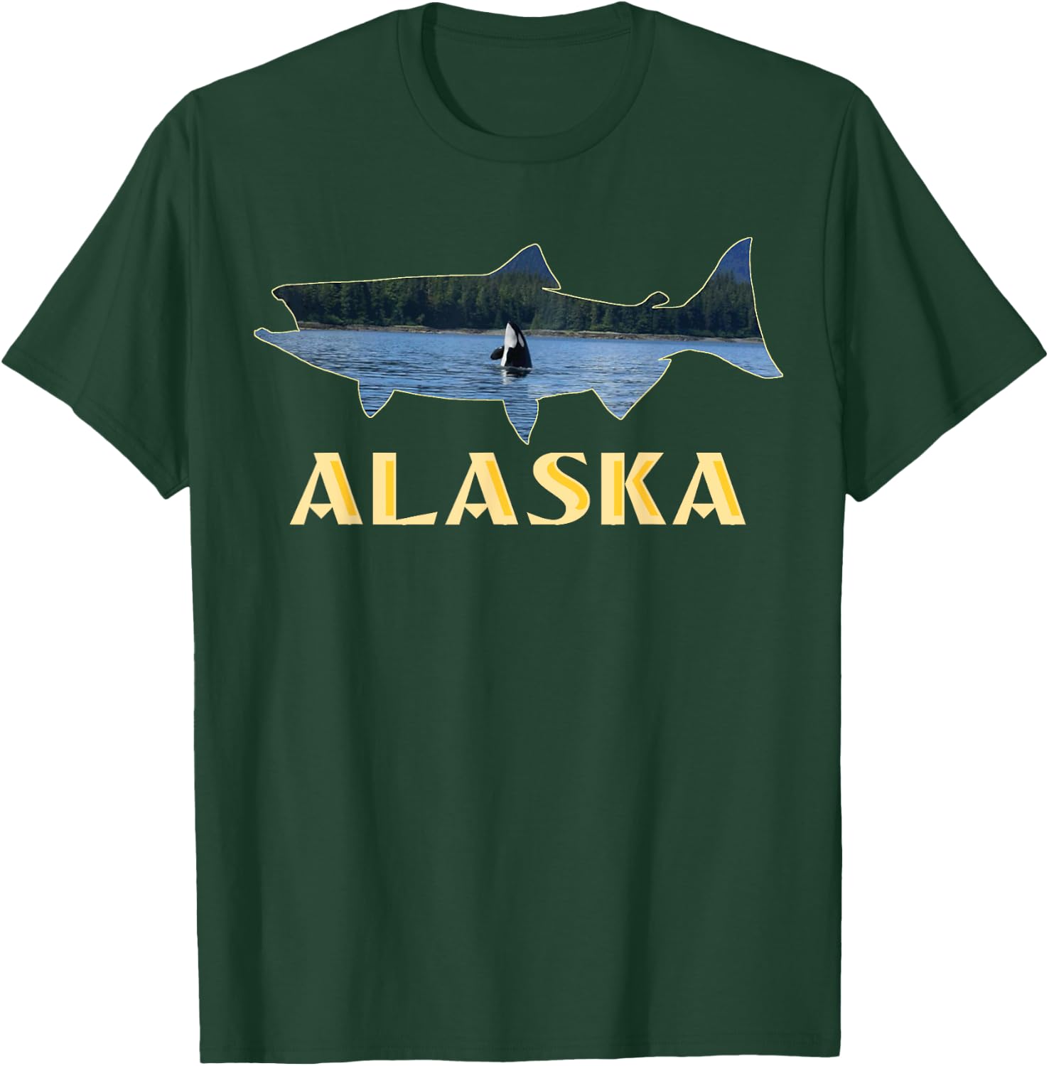 Alaska King Salmon Fishing Vacation Fisherman Orca Whale T-Shirt - T-Shirt | Forest