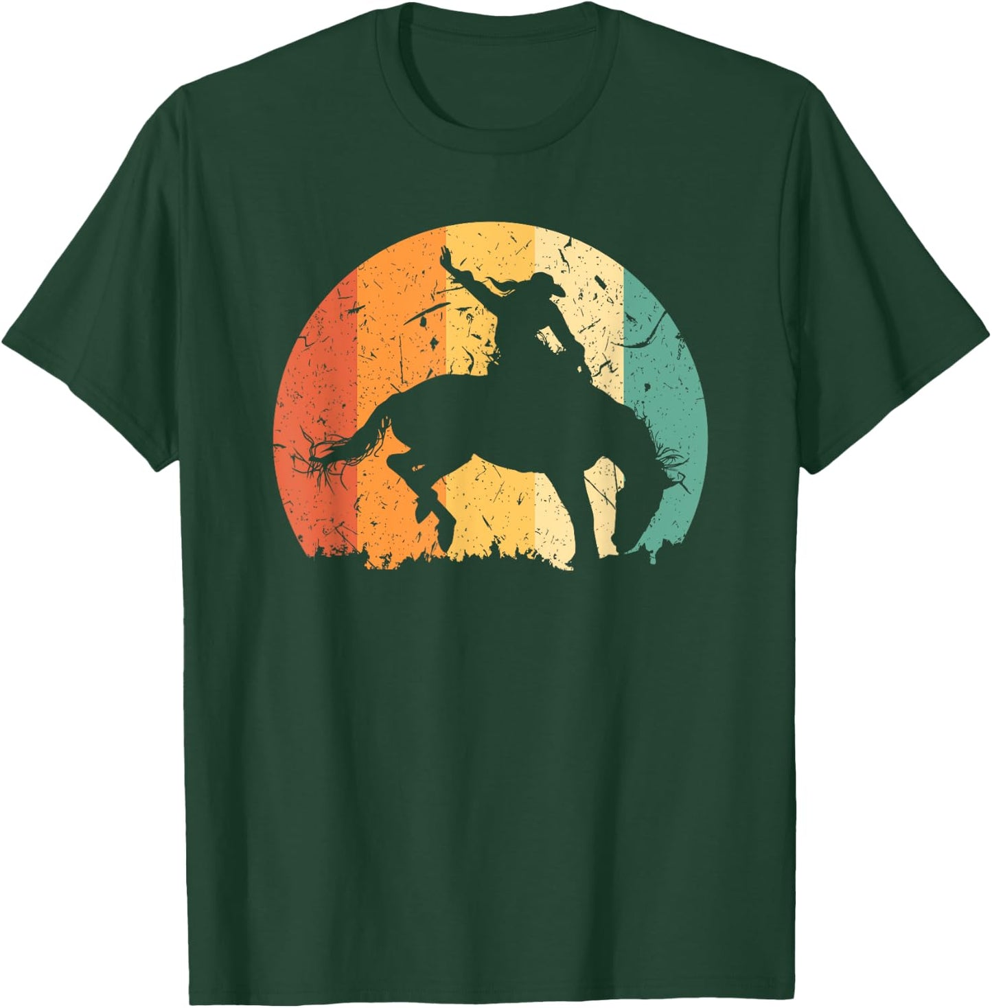 Bronc Riding Bucking Horse Rodeo Western Cowgirl Graphic T-Shirt - T-Shirt | Forest