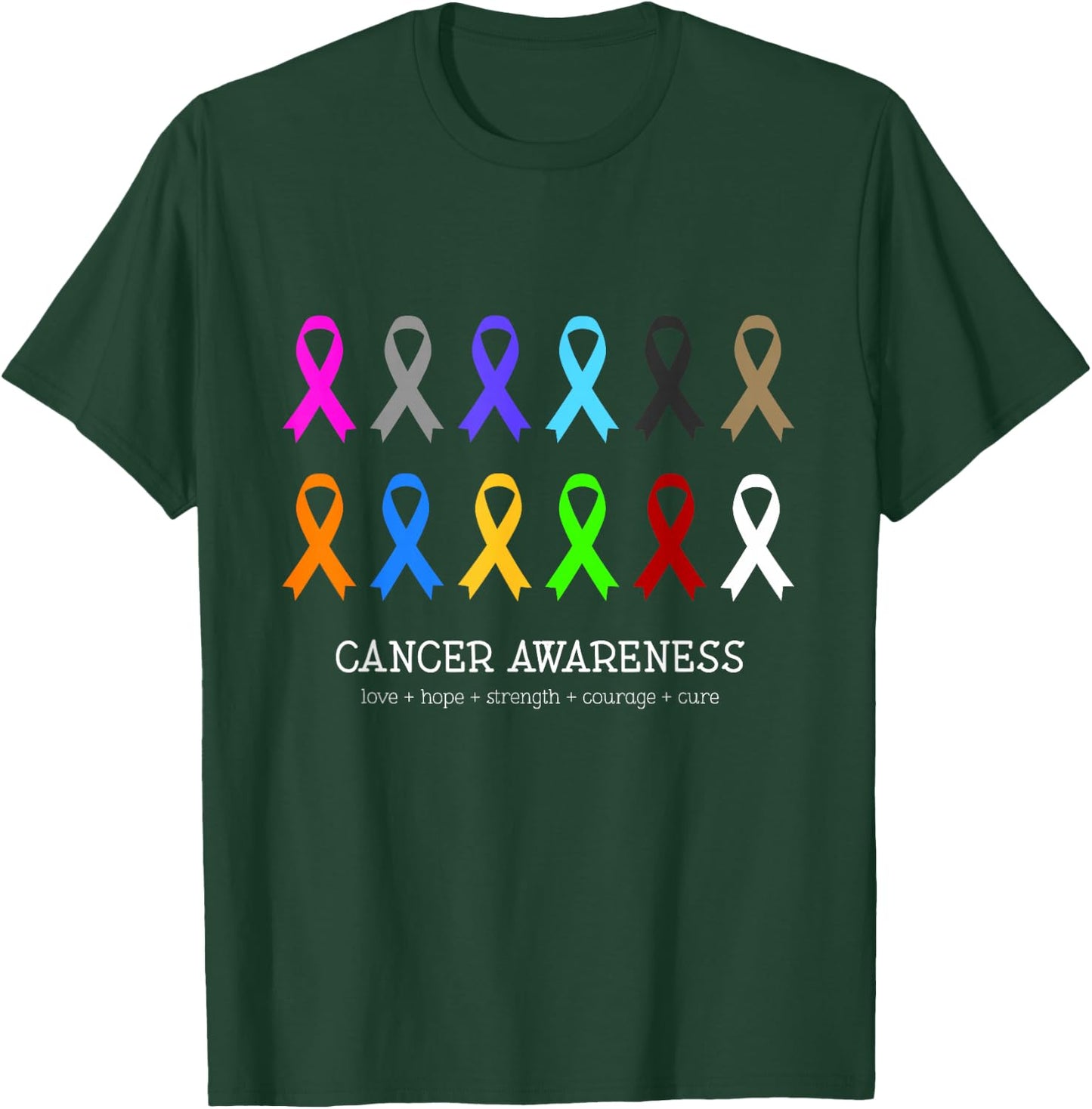 Cancer Awareness Clothing - Fight Cancer Ribbon T-Shirt - T-Shirt | Forest